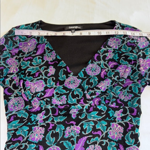 George Blouse Purple Black Real Elegant Top Women’s Size M - Picture 8 of 12